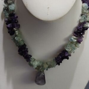 Amethyst and Aquamarine Gemstone Necklace